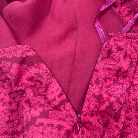 White House Black Market Sleeveless Fuchsia Sequined Ruffled Dress women sz S - Picture 6 of 8